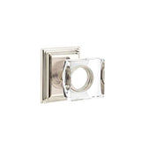 Emtek - Privacy, Wilshire Rosette, Modern Square Crystal Knob, US14 - Polished Nickel