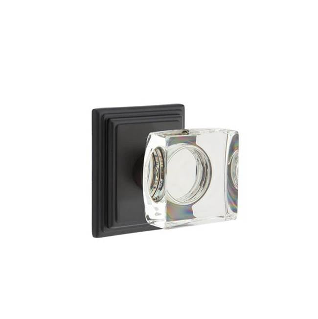 Emtek - Passage, Wilshire Rosette, Modern Square Crystal Knob, US19 - Flat Black
