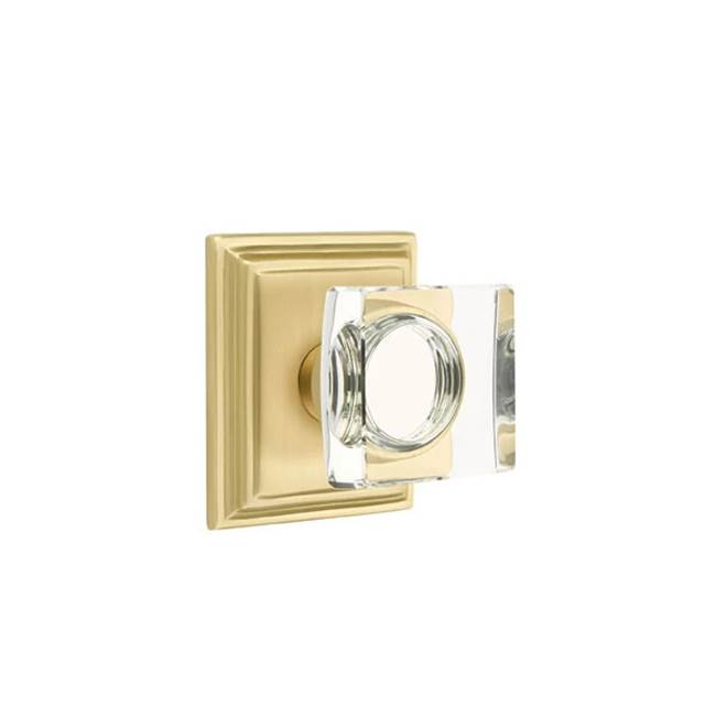 Emtek - Passage, Wilshire Rosette, Modern Square Crystal Knob, US4 - Satin Brass