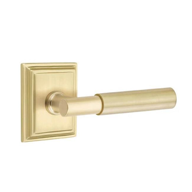 Emtek - Concealed, Privacy, Wilshire Rosette, Myles Lever, US4 - Satin Brass