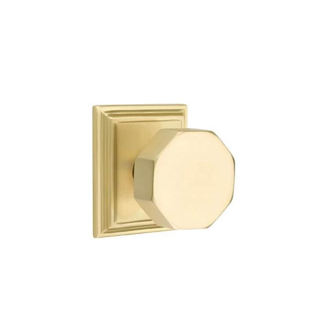 Emtek - Privacy, Wilshire Rosette, Octagon Knob, US4 - Satin Brass
