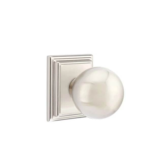 Emtek - Concealed, Passage, Wilshire Rosette, Orb Knob, US15 - Satin Nickel
