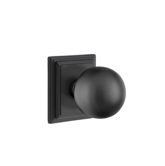 Emtek - Concealed, Privacy, Wilshire Rosette, Orb Knob, US19 - Flat Black