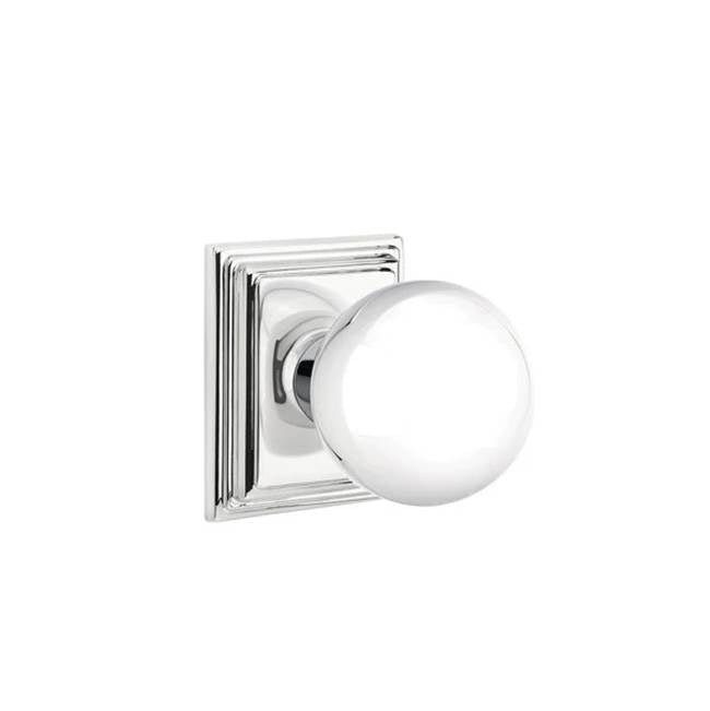 Emtek - Concealed, Passage, Wilshire Rosette, Orb Knob, US26 - Polished Chrome