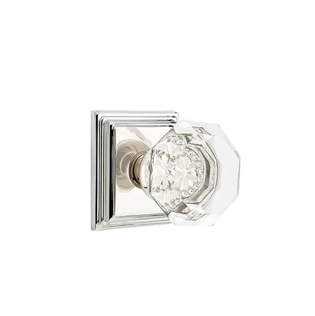 Emtek - Privacy, Wilshire Rosette, Old Town Clear Knob, US14 - Polished Nickel