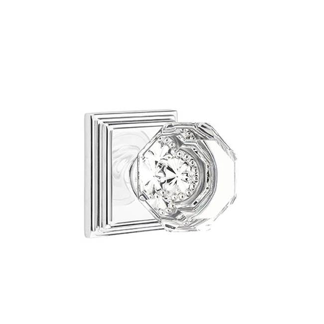 Emtek - Privacy, Wilshire Rosette, Old Town Clear Knob, US26 - Polished Chrome