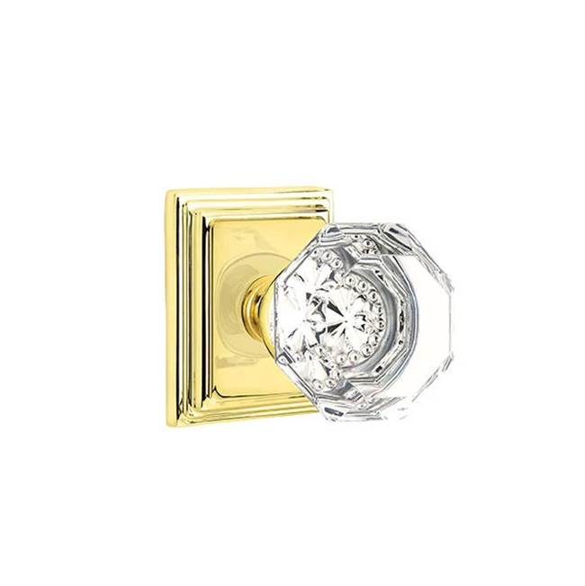 Emtek - Privacy, Wilshire Rosette, Old Town Clear Knob, US3 Lifetime - Polished Brass