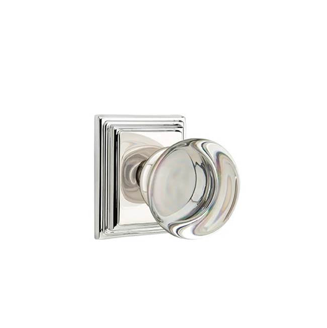 Emtek - Passage, Wilshire Rosette, Providence Crystal Knob, US14 - Polished Nickel