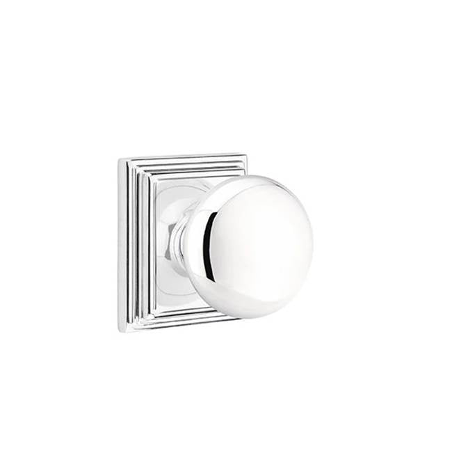 Emtek - Concealed, Privacy, Wilshire Rosette, Providence Knob, US26 - Polished Chrome