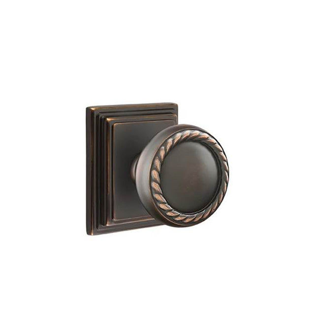 Emtek - Concealed, Privacy, Wilshire Rosette, Rope Knob, US10B - Oil Rubbed Bronze