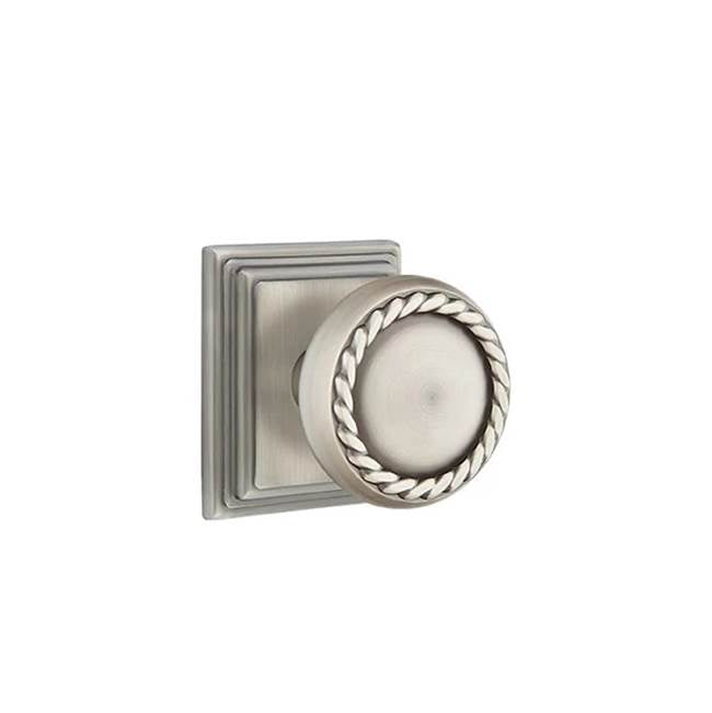 Emtek - Concealed, Privacy, Wilshire Rosette, Rope Knob, US15A - Pewter