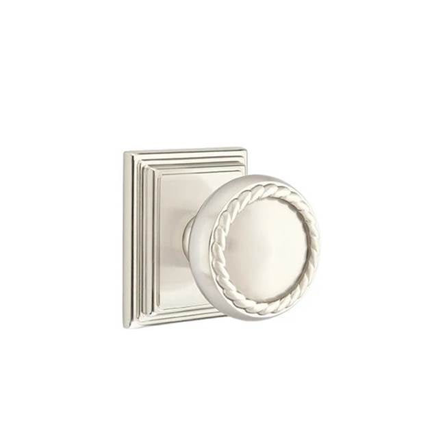 Emtek - Privacy, Wilshire Rosette, Rope Knob, US15 - Satin Nickel