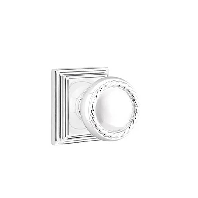 Emtek - Concealed, Privacy, Wilshire Rosette, Rope Knob, US26 - Polished Chrome