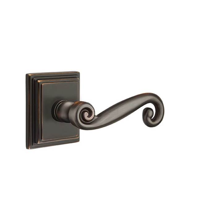 Emtek - Privacy, Wilshire Rosette, Rustic Lever, RH, US10B - Oil Rubbed Bronze