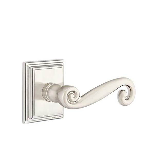 Emtek - Privacy, Wilshire Rosette, Rustic Lever, RH, US15 - Satin Nickel
