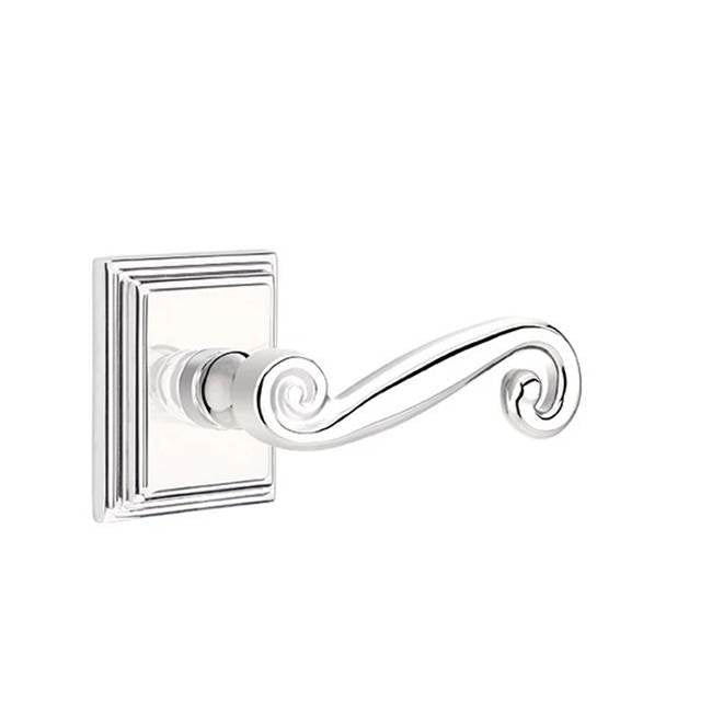 Emtek - Privacy, Wilshire Rosette, Rustic Lever, RH, US26 - Polished Chrome