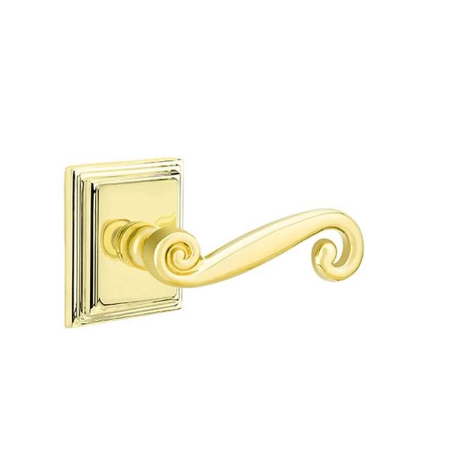 Emtek - Privacy, Wilshire Rosette, Rustic Lever, RH, US3 Lifetime - Polished Brass