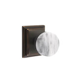 Emtek - Concealed Fastener Privacy, Wilshire Rosette US10B, Conical Stem US10B, White Marble Knob - Oil Rubbed Bronze