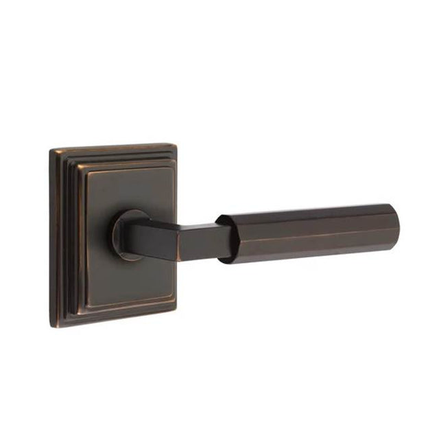 Emtek - Passage, Wilshire Rosette US10B, L-Square Stem US10B, Faceted Handle US10B RH - Oil Rubbed Bronze