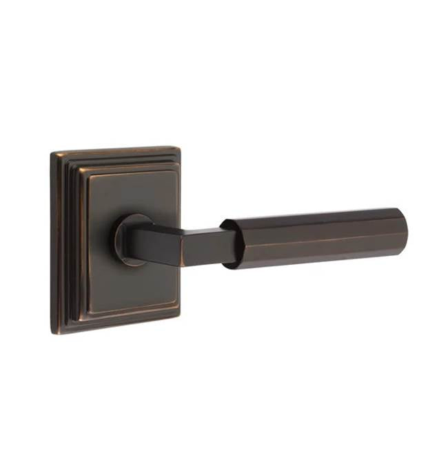Emtek - Concealed Fastener, Passage, Wilshire Rosette US10B, L-Square Stem US10B, Faceted Handle US10B - Oil Rubbed Bronze