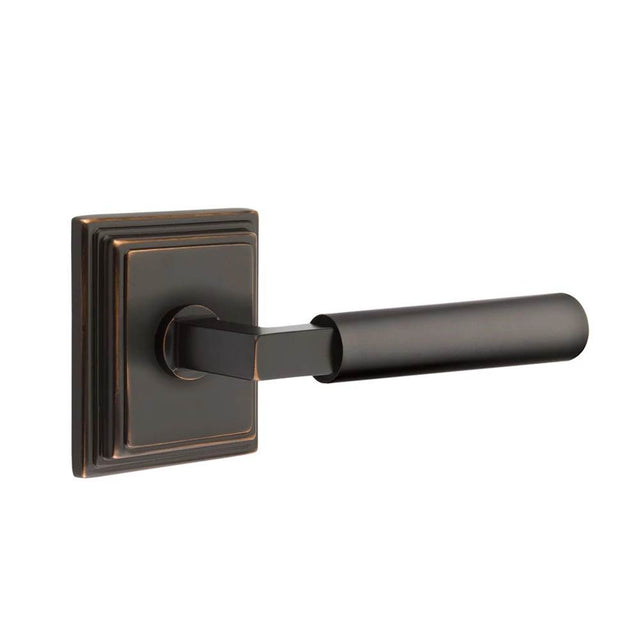 Emtek - SELECT Privacy, Wilshire Rosette US10B, L-Square Stem US10B, Smooth Handle US10B RH - Oil Rubbed Bronze