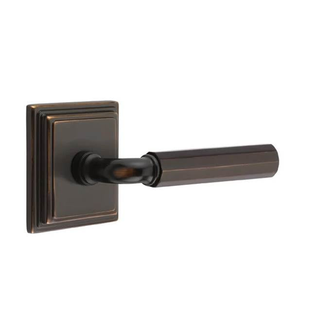 Emtek - Passage, Wilshire Rosette US10B, R-Bar Stem US10B, Faceted Handle US10B LH - Oil Rubbed Bronze