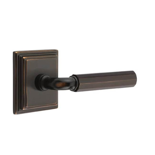 Emtek - Privacy, Wilshire Rosette US10B, R-Bar Stem US10B, Faceted Handle US10B LH - Oil Rubbed Bronze