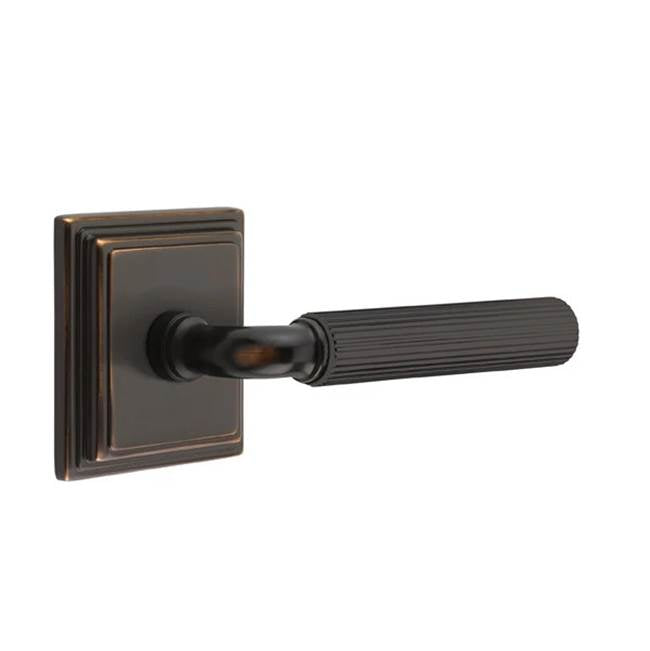 Emtek - Privacy, Wilshire Rosette US10B, R-Bar Stem US10B, Straight Knurled Handle US10B RH - Oil Rubbed Bronze