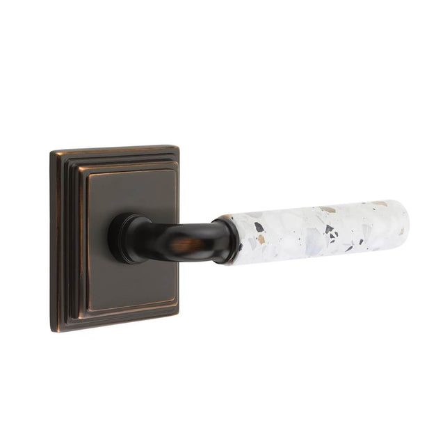 Emtek - Select Passage, Wilshire Rosette US10B, R-Bar Stem US10B, Light Terrazzo Handle, LH - Oil Rubbed Bronze