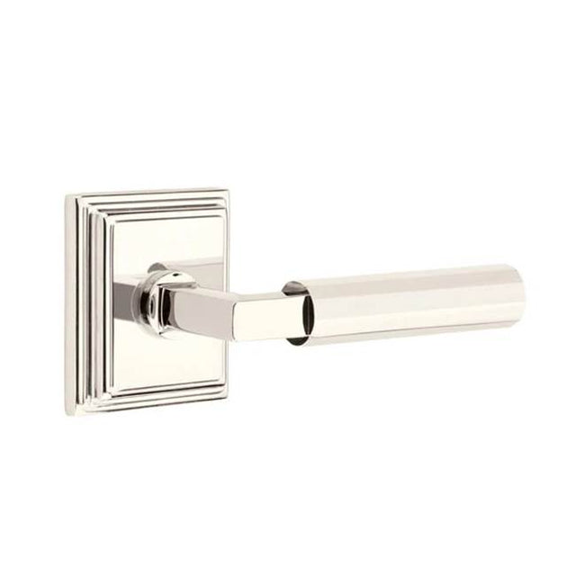 Emtek - Privacy, Wilshire Rosette US14, L-Square Stem US14, Faceted Handle US14 LH - Polished Nickel