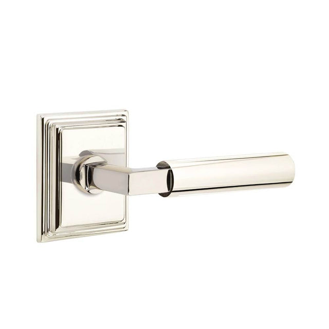 Emtek - SELECT Privacy, Wilshire Rosette US14, L-Square Stem US14, Smooth Handle US14 RH - Polished Nickel