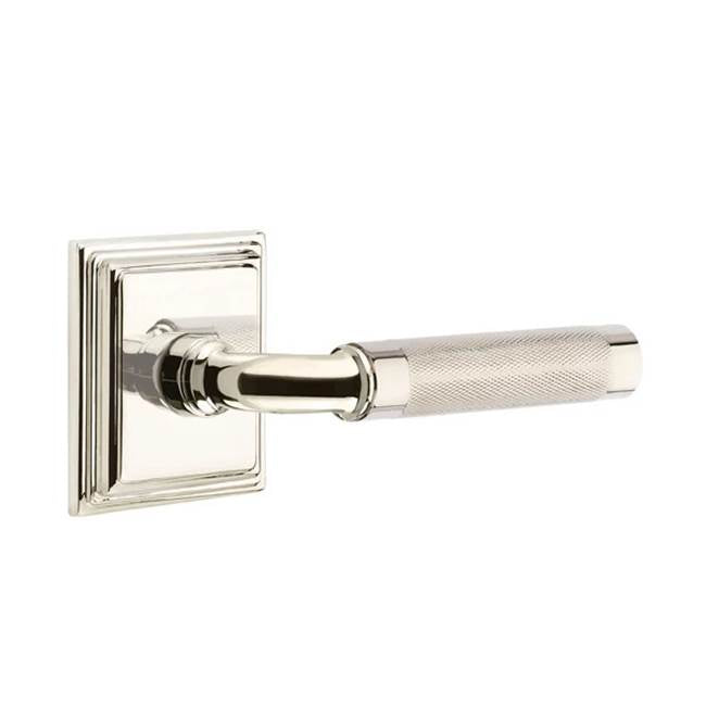 Emtek - Passage, Wilshire Rosette US14, R-Bar Stem US14, Knurled Handle US14 LH - Polished Nickel
