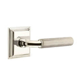 Emtek - Privacy, Wilshire Rosette US14, R-Bar Stem US14, Straight Knurled Handle US14 RH - Polished Nickel