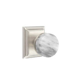Emtek - Concealed Fastener Passage, Wilshire Rosette US15, Conical Stem US15, White Marble Knob - Satin Nickel
