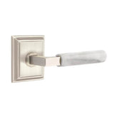 Emtek - Passage, Wilshire Rosette US15, L-Square Stem US15, White Marble Handle, LH - Satin Nickel