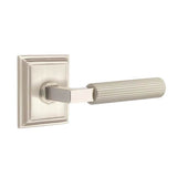 Emtek - Privacy, Wilshire Rosette US15, L-Square Stem US15, Straight Knurled Handle US15 RH - Satin Nickel