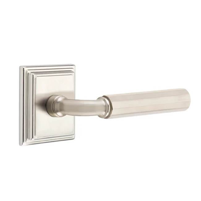 Emtek - Concealed Fastener Passage, Wilshire Rosette US15, R-Bar Stem US15, Faceted Handle US15 - Satin Nickel