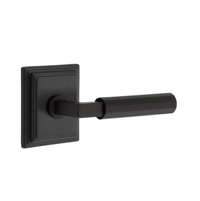 Emtek - Privacy, Wilshire Rosette US19, L-Square Stem US19, Faceted Handle US19 LH - Flat Black