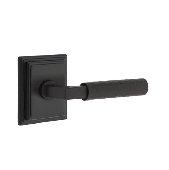Emtek - Privacy, Wilshire Rosette US19, L-Square Stem US19, Hammered Handle US19 LH - Flat Black