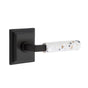 Emtek - Select Passage, Wilshire Rosette US19, L-Square Stem US19, Light Terrazzo Handle, LH - Flat Black