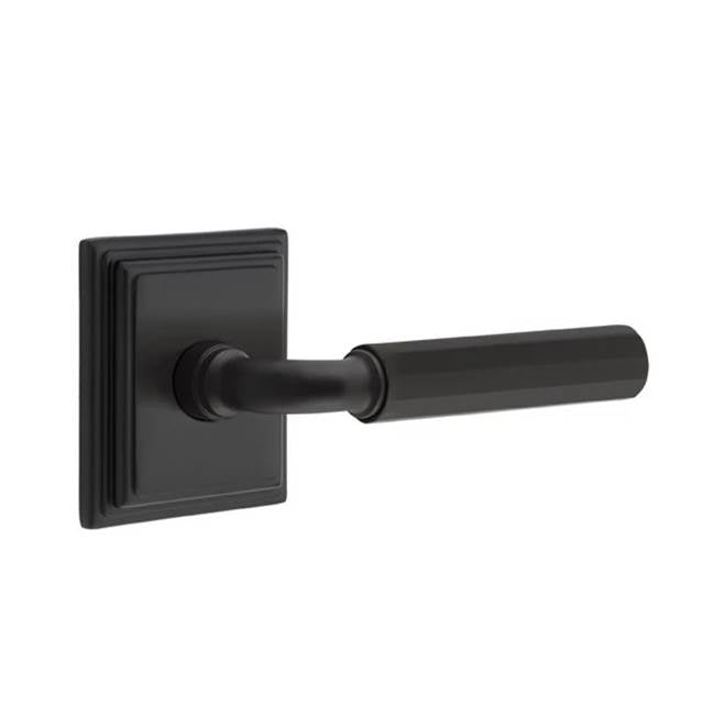 Emtek - Concealed Fastener Passage, Wilshire Rosette US19, R-Bar Stem US19, Faceted Handle US19 - Flat Black