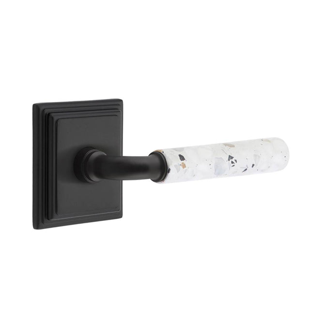 Emtek - Select Passage, Wilshire Rosette US19, R-Bar Stem US19, Light Terrazzo Handle, LH - Flat Black