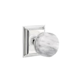 Emtek - Passage, Wilshire Rosette US26, Conical Stem US26, White Marble Knob - Polished Chrome