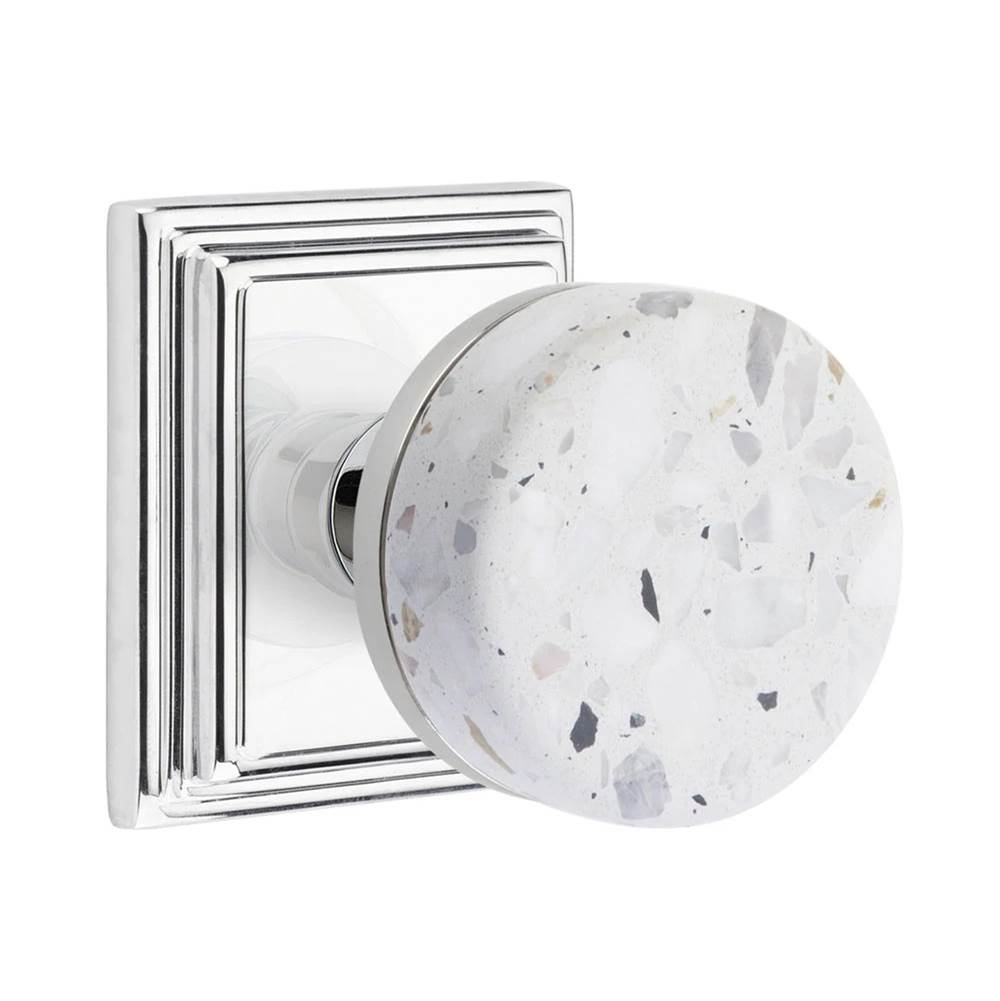 Emtek - Concealed Fastener, Select Passage, Wilshire Rosette US26, Conical Stem US26, Light Terrazzo Knob - Polished Chrome