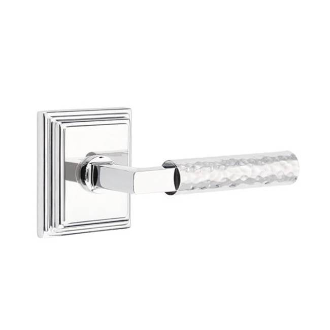 Emtek - Concealed Fastener, Passage, Wilshire Rosette US26, L-Square Stem US26, Hammered Handle US26 - Polished Chrome