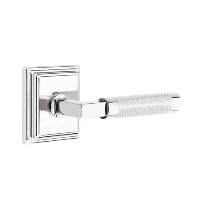 Emtek - Passage, Wilshire Rosette US26, L-Square Stem US26, Knurled Handle US26 LH - Polished Chrome