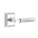 Emtek - Privacy, Wilshire Rosette US26, L-Square Stem US26, White Marble Handle, LH - Polished Chrome