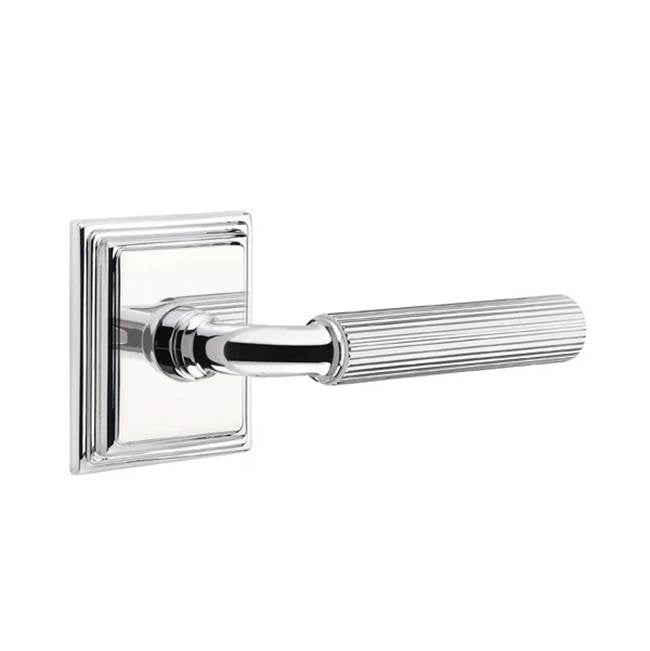 Emtek - Concealed Fastener Privacy, Wilshire Rosette US26, R-Bar Stem US26, Straight Knurled Handle US26 - Polished Chrome