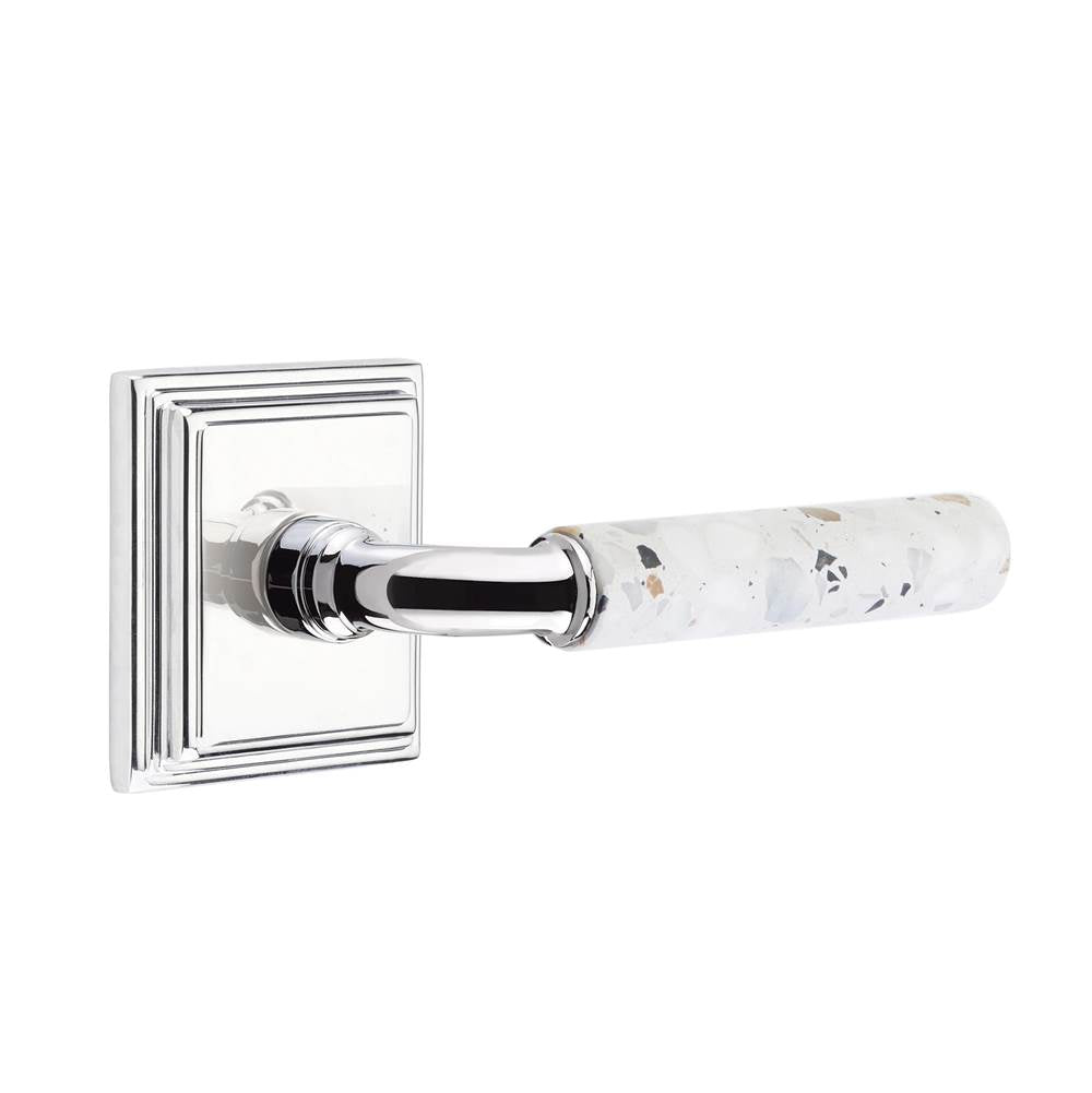 Emtek - Select Passage, Wilshire Rosette US26, R-Bar Stem US26, Light Terrazzo Handle, LH - Polished Chrome