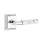 Emtek - Select Privacy, Wilshire Rosette US26, T-Bar Stem US26, Light Terrazzo Handle, RH - Polished Chrome